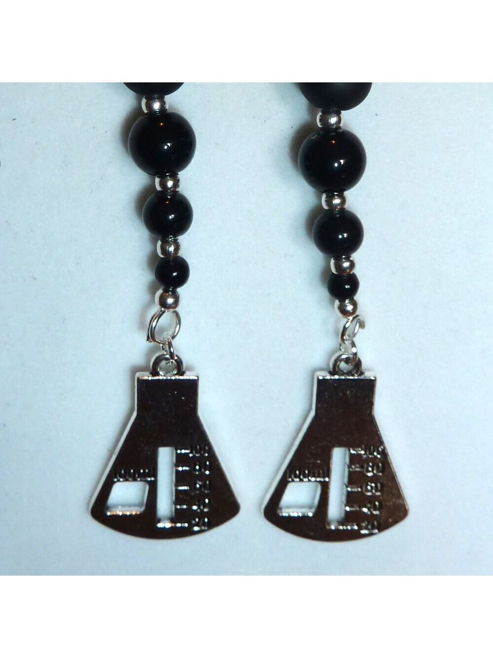 No 996 Handmade earrings with Tibetan silver charms and polished stones